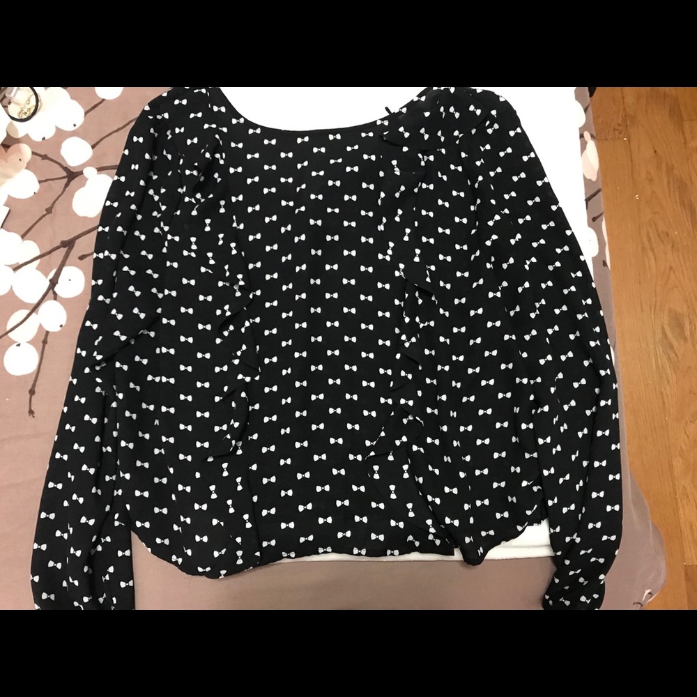 H&M Black and White Bow Blouse